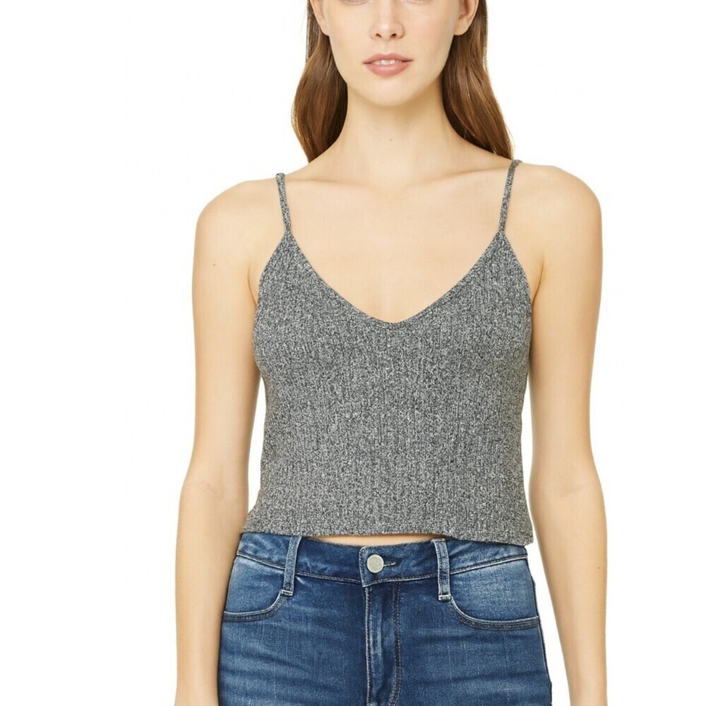 Brandy Melville tank cropped marbled stretch V-neck top athleisure One Size